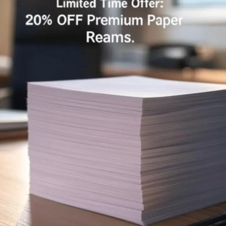 Actiebanners met kortingen op verschillende papiersoorten